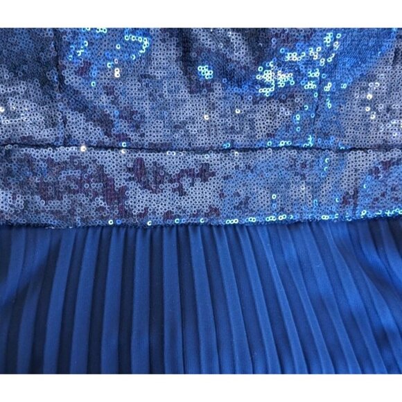 Vintage Y2K CACHE Midnight Blue Lean Column Sequined Mini Maxi Dress Size 8 - Picture 5 of 6